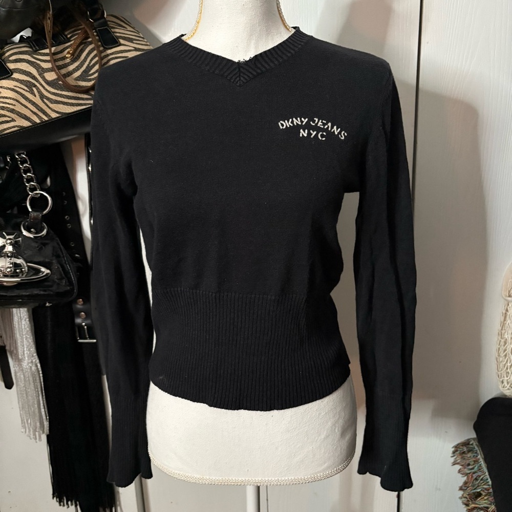 DKNY Women's Black V Neck Sweater